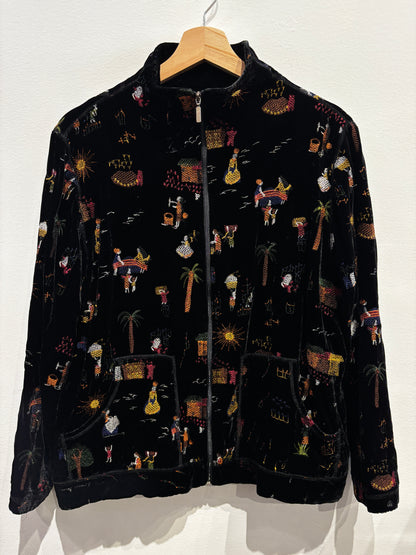 Chicos Embroidered Silk Jacket