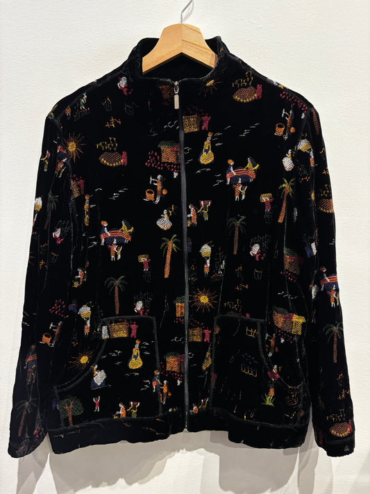Chicos Embroidered Silk Jacket